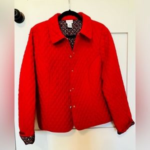 🌹 Kim Rogers Red Quilted Jacket-Size XL Petite 🌹